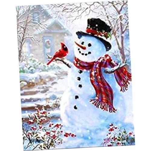 5D Diamond Painting Kit DIY Crystal Rhinestone Cross Stitch Embroidery Arts Craft Picture Supplies for Home Wall Decor, Snowman