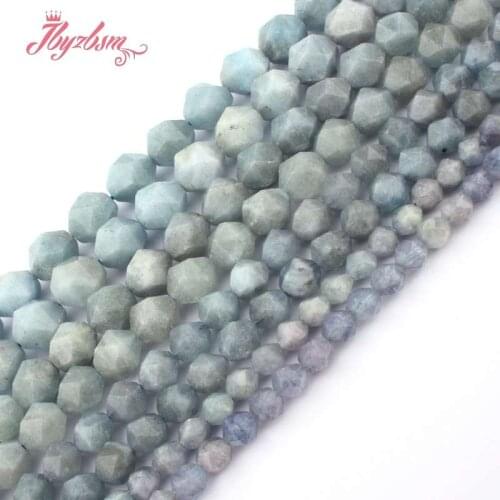 6,8,10,12mm Faceted Blue Aquamarines Quartz Bead Natural Stone Beads For Bracelet Necklace DIY Jewelry Making 15" Free Shipping