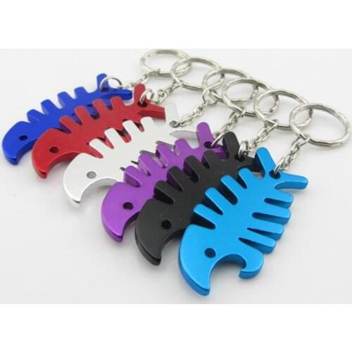 600pcs Fish bottle opener, fish bone bottle opener keychain, free customized logo, Animal shape bottle opener keychain SN2659