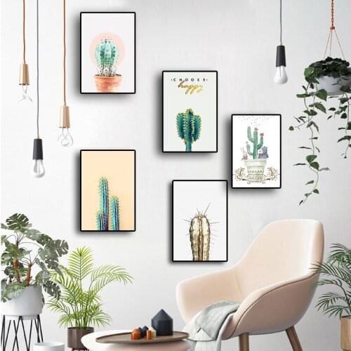 Watercolor Succulent Green plant Canvas Painting Nordic Scandinavian Art Minimalist Posters Print Wall Picture For Living Room