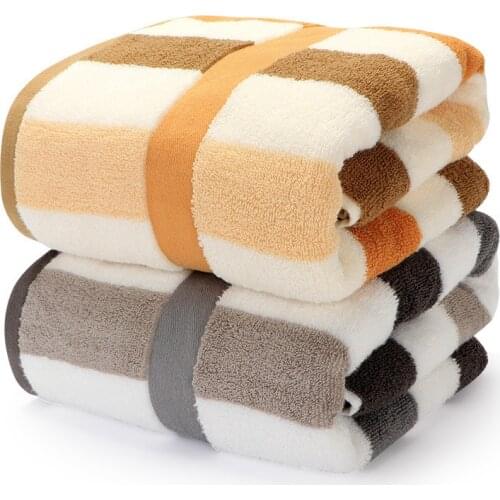 Beroyal New 2020 100% Cotton Thicker Bath Towel Absorbent Stripe Bigger Beach Towels for Adult and Kids Towels Bathroom 90x180cm