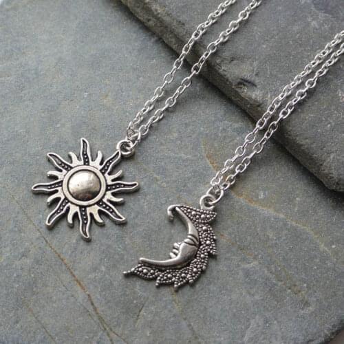 Sun and Moon Necklaces Chain Pair of Celestial Best Friends Gift for Men Women Fashion Jewelry