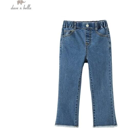 DKD18339 dave bella autumn 5Y-13Y kids girls fashion solid pockets pants children boutique casual full-length pants