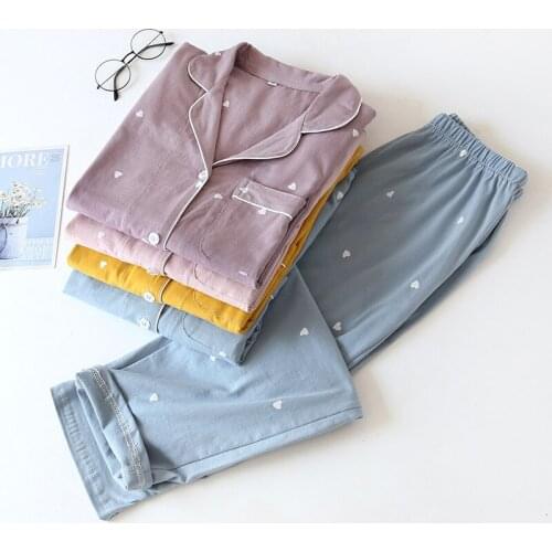 Homewear Suit Cotton Pajamas Set For Spring And Autumn Long Sleeve Long Trousers Two-piece Loose Style Home Clothes Pijamas