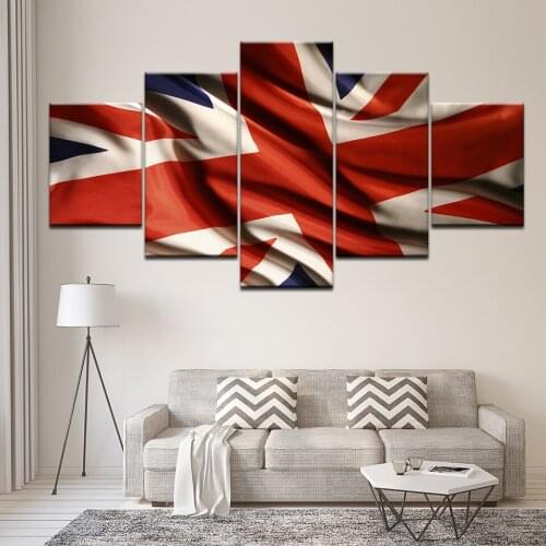 Canvas Painting Flag of the United Kingdom 5 Pieces Wall Art Painting Modular Wallpapers Poster Print for living room Home Decor