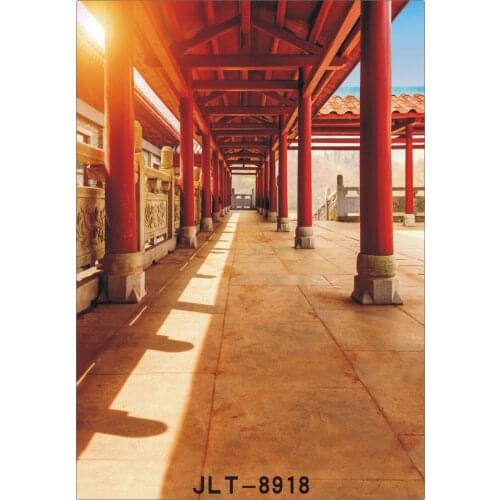 Chinese Building Long Corridor Wedding Children Vinyl Background For Photo Studio Props Baby Backdrops for Photography