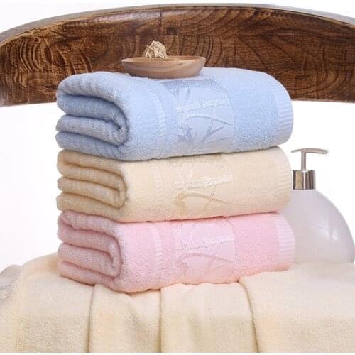 Classic Bamboo Fiber Absorbent Thicken Bath Towels Adult Child Bathroom Towels Travel Beach Towel Serviette Toallas Plain Color