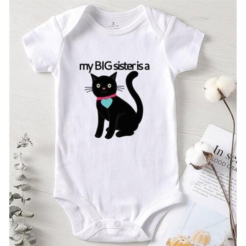 Bodysuit for Newborns Toddler Girls Winter Costume Newborn Baby Clothes Cat Print Big Sister Infant Jumpsuits Long Sleeve