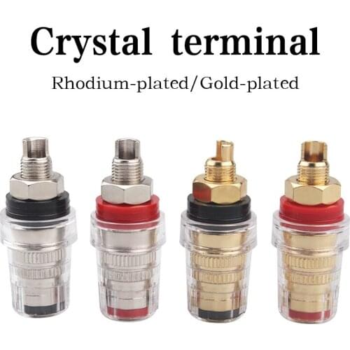 4Pcs Crystal Transparent HiFi Speaker Cable Banana Plug Terminal Post Audio Interface Welding-free Short Version