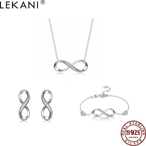 LEKANI Famous Brand 925 silver Jewelry Sets For Women Necklace Earrings Bracelet Girl Female Birthday Wedding Party Fine Jewelry