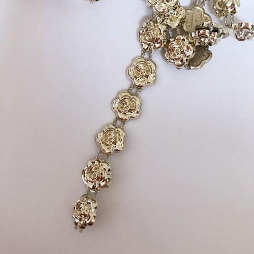 NEW 1 Yard 13mm cute Gold rose Chain Sewing Lace Trims Crafts Wedding DIY accouterments