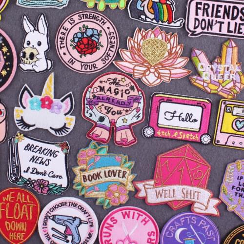 Cartoon Stripe Patch Iron On Patches On Clothes Crystal Embroidered Patches For Clothing Radio Patch For Clothes Jackets DIY