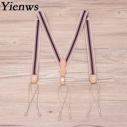 Yienws Men Suspenders Braces Vintage Weastern Style Trousers Brace Strap Mens Elastic Belts Suspenders for Pants 115cm YiA151