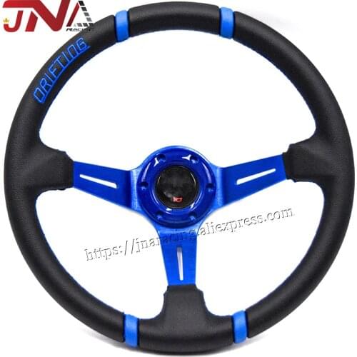 Blue PVC Sport Driftting Steering wheel for JDM Car Accessiories
