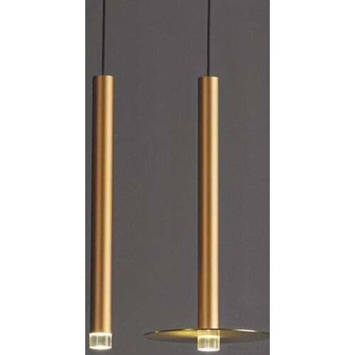 Nordic post-modern copper luxury bedside chandelier window light Personality restaurant bar lamp straight tube art chandelier