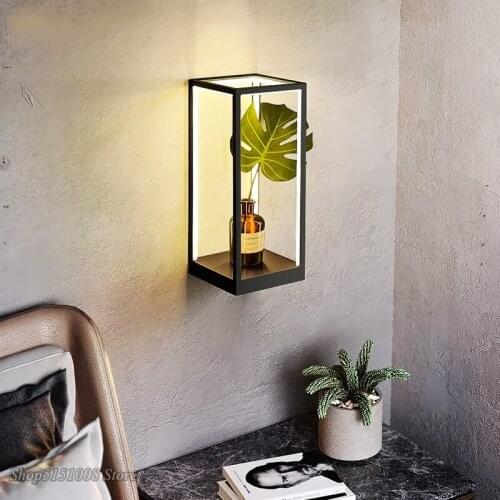Modern minimalist wall lamp led line cube lamp Nordic creative ins wind bedroom bedside wall light Indoor Deco lighting Fixtures