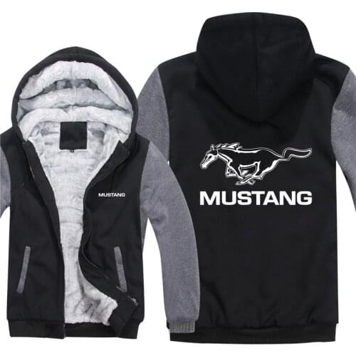 New Winter Ford Mustang Hoodies Men Fashion Coat Wool Jacket Man Sweatshirts Warm Hoody Long Sleeve Coat