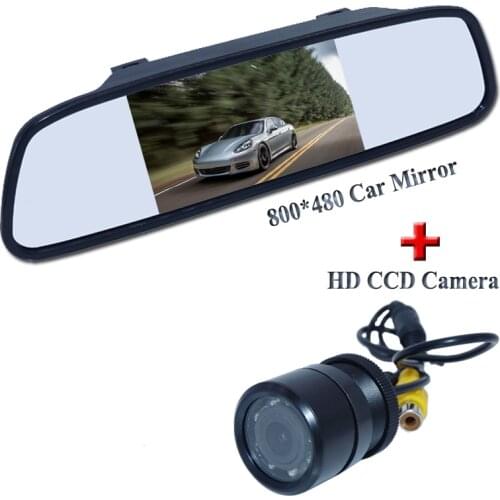 Universal car parking kit include 4.3" LCD xcreen car rear view mirror monitor +HD car rear camera hot selling from factory