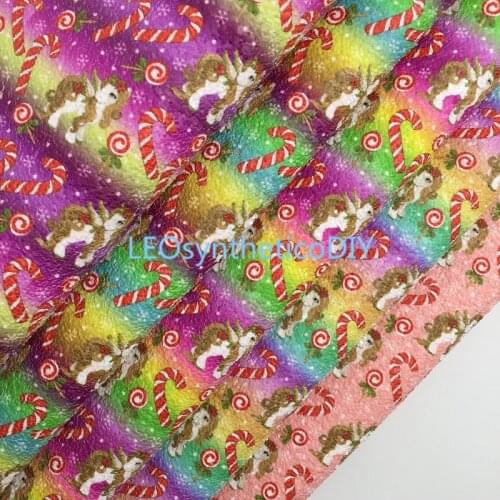 1PC 21X29CM Christmas Unicorn and Crutches Printed Glitter Leather Sheets For Making Bows LEOsyntheticoDIY T511