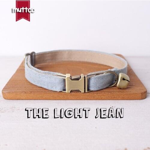 10pcs/lot MUTTCO retail with copper high quality metal buckle collar for cat THE LIGHT JEAN design cat collar 2 sizes UCC034T