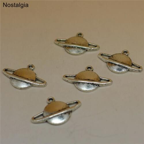 Nostalgia 20Pcs Kawaii Saturn Planet Charms Wholesale Jewelry Lots Tibetan Jewlery Making 13*20mm