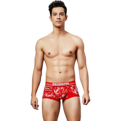 2019 Brand SEOBEAN Cartoon Anime underwear Men Boxers Low-rise underpants Mens cotton sexy boxers Boxer Shorts