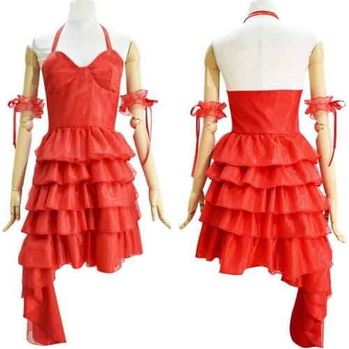 New Harley Cosplay Costumes Red Princess Dress Women Strap Skirt Halloween Clothes Sexy Costume Birthday Dresses Anime Clothes
