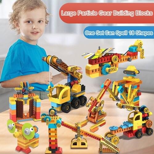 218pcs Mechanical Gear Drive Model Building Block Engineering Truck Crane Digger Construction Bricks Education Toys For Children