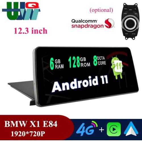 UJQW 12.3" Android 11 6G+128G Snapdragon 662 Car Radio Touch Screen 1920*720P for BMW X1 E84 2009~2015 GPS Navigation 4G Carplay