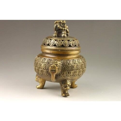 Chino exquisito hecho a mano dragón chino censer 5,5 pulgadas