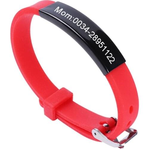 Custom Kids Baby ID Bracelets Stainless Steel Soft Silicone Rudder Children Girls Boys Bands Emergency Name Phone