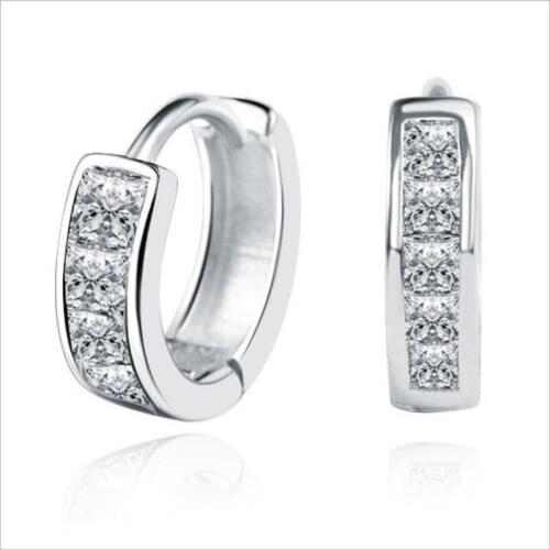 Everoyal Shiny Zircon Hoop Earrings Girls Accessories Trendy Silver 925 Sterling Earrings For Women Jewelry Charm Princess Bijou