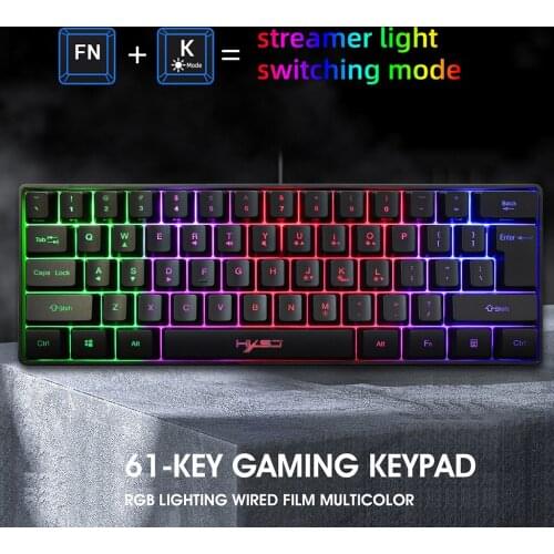 Brand New and High Quality V700 61 Keys USB Wired Gaming Keyboard RGB LED Backlit Keypad for Desktop Computer Laptop PC Gamers