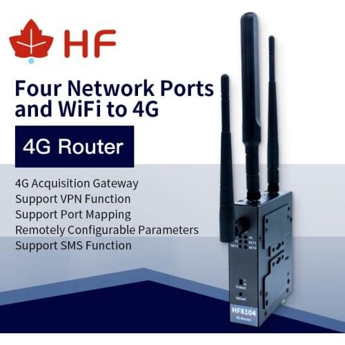 HF8104 4G/3G/GPRS 4 Ports RJ45 Linux System Industrial 4G Router LTE