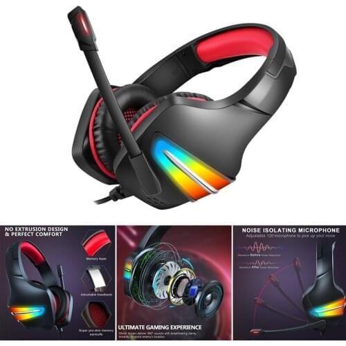 J6 Gaming Headset with Mic and Noise Cancellation Headphone Gaming with Led Light for Phone,Laptop,PS4,PS5,PC