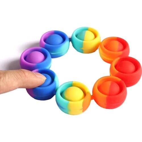 Pops Fidget anti stress Reliver its simple dimple Toy Rainbow Bracelet Push Bubbles for Adult Children adhd Autism Sensory Toy