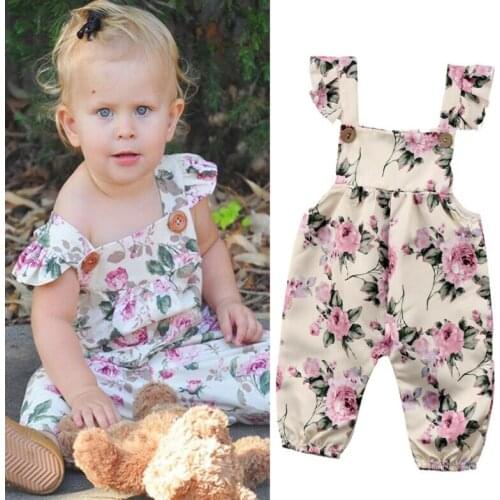 Newborn Toddler Baby Girls Flower Strap Romper Jumpsuit Playsuit Outfit Clothes