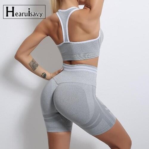 New Seamless Yoga Suits For Women Gym Sets 2 piece Breathable Fitness Sports Shorts Female High Elastic Running Workout Clothes