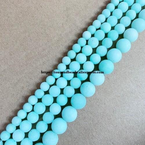 Natural Stone Matte Amazonite Color Jade Round Loose Beads 15" Strand 6 8 10 MM Pick Size For Jewelry Making DIY