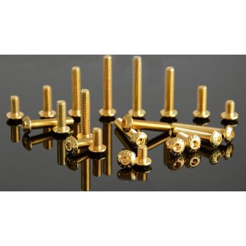 M3 GoldenElectroplate 12.9 Grade Alloy Steel Allen Hex Socket Button Head Screw Bolt ISO7380 M4 Golden
