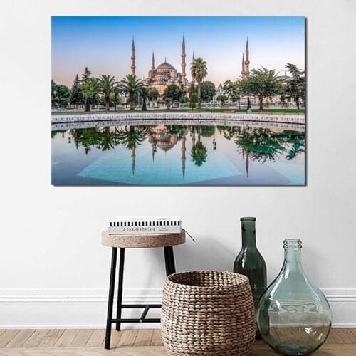 Mosque Istanbul Blue City Landscape Canvas Painting Print Bedroom Sofa Home Decor Modern Wall Art Oil Painting Poster Pictures