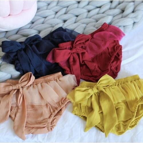 Fashion big bow design shorts Baby Cotton Underwear Girls Panties Kids Children lace Underpants 3-24m