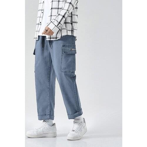 Mens Cargo Pants Men 2021 Spring New Blue Plus Size Joggers Sweatpants Casual Trousers Street Wear Sports Pants Trousers Men