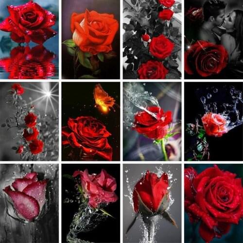 GATYZTORY 60x75cm Frame Rose DIY Painting By Numbers Acrylic Flower Hand Painted Oil Paint By Numbers For Home Decor Art