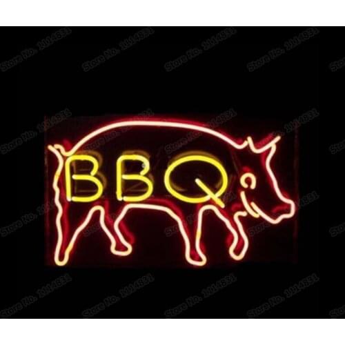 BBQ Pig Cook Out Wiener Wienie Weenie Roast Neon Sign Custom Handmade Real Glass Tube Bar Home Party Display Neon Signs 17"X14"