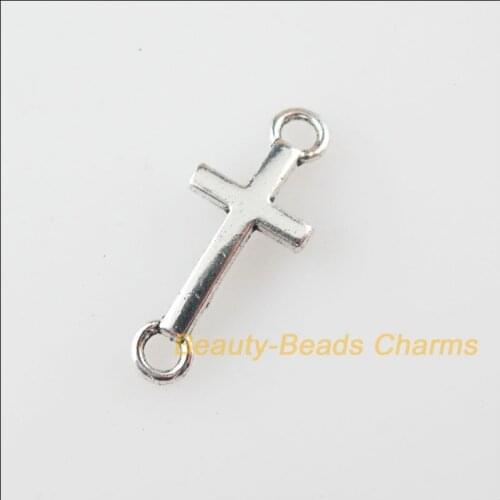 New 60Pcs Tibetan Silver Color Smooth Cross Charms Pendants Connectors 8x20mm