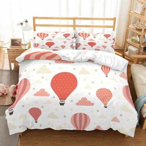 Lovely Coloured Hot-air Balloon Printed Bedding Fairy-tale Style Down Comforter Bedding Pillowcase Double Queen Size