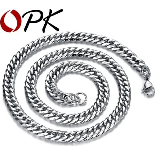 OPK Fashion Punk Link Chain Necklaces For Man Simple Personality Stainless Steel Men Jewelry Gift 56cm Long 8mm Width