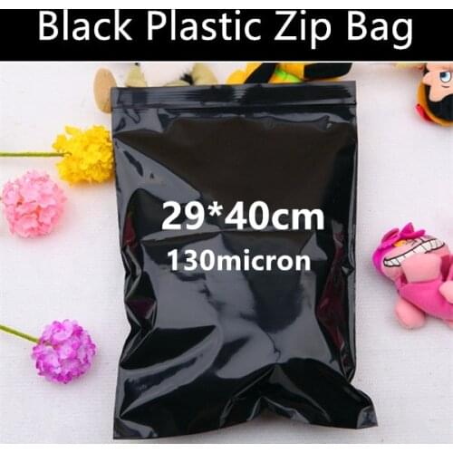 Wholesale 50pcs 29cm*40cm*130micron Large Black Laminated Zip Bag Plastic Packaging Zipper Bag Gift/Mailing Bag