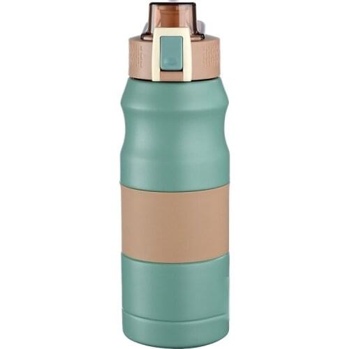Green Outdoor Portable Straight Drink Jumping Cup 304 Stainless Steel Double Layer Thermos Cup Sports Bottle